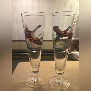 2 Vintage federal glass sportsman Pilsner glasses